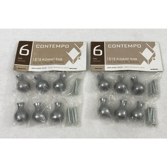 Lot of 12 Contempo Satin Nickel Cabinet Drawer Pulls Knobs Handles 13/16 " New - Picture 1 of 5